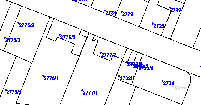 Parcela st. 2777/2 v KÚ Boskovice, Katastrální mapa