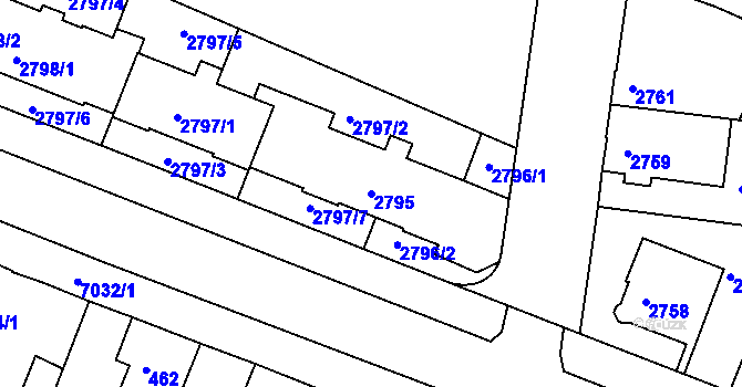 Parcela st. 2795 v KÚ Boskovice, Katastrální mapa