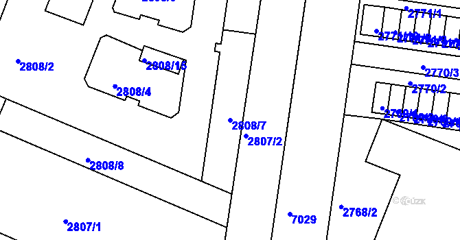 Parcela st. 2808/7 v KÚ Boskovice, Katastrální mapa