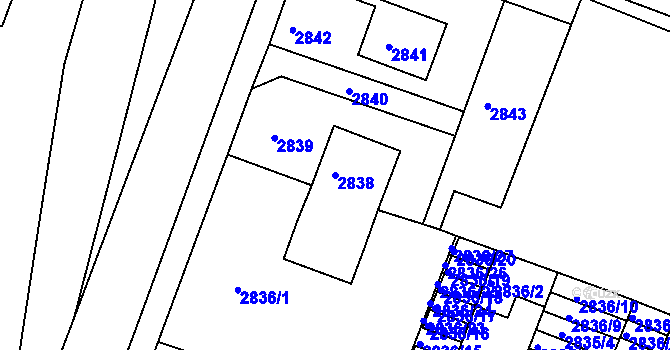 Parcela st. 2838 v KÚ Boskovice, Katastrální mapa
