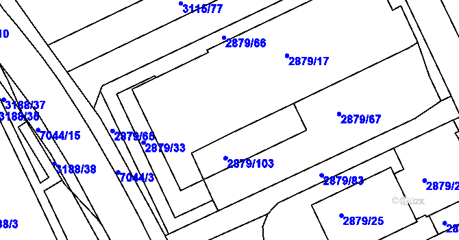 Parcela st. 2879/28 v KÚ Boskovice, Katastrální mapa