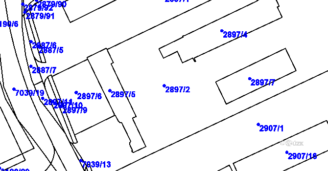 Parcela st. 2897/2 v KÚ Boskovice, Katastrální mapa