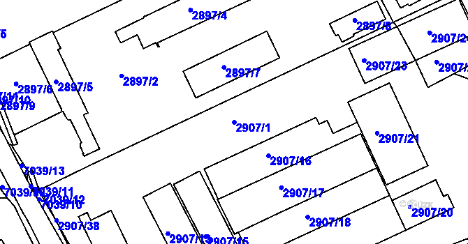 Parcela st. 2907/1 v KÚ Boskovice, Katastrální mapa