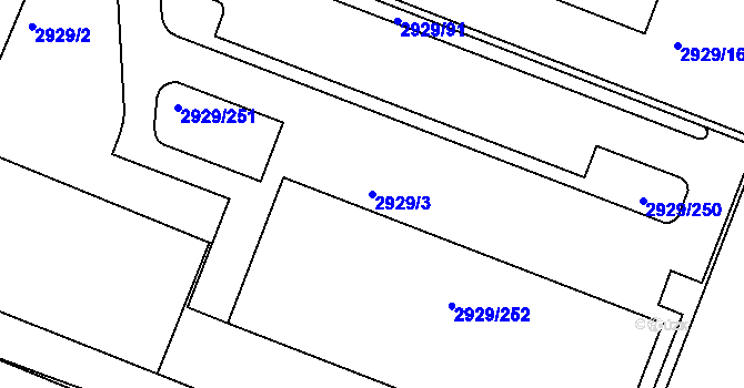 Parcela st. 2929/3 v KÚ Boskovice, Katastrální mapa