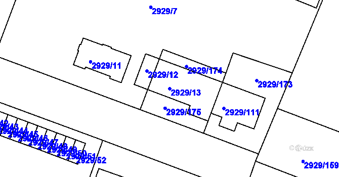 Parcela st. 2929/13 v KÚ Boskovice, Katastrální mapa