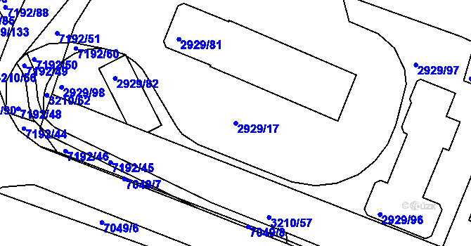 Parcela st. 2929/17 v KÚ Boskovice, Katastrální mapa