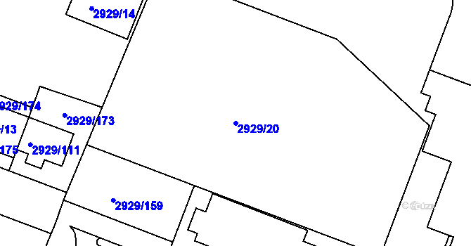 Parcela st. 2929/20 v KÚ Boskovice, Katastrální mapa