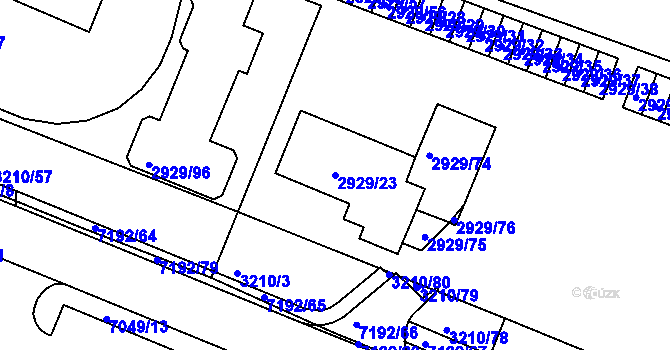 Parcela st. 2929/23 v KÚ Boskovice, Katastrální mapa