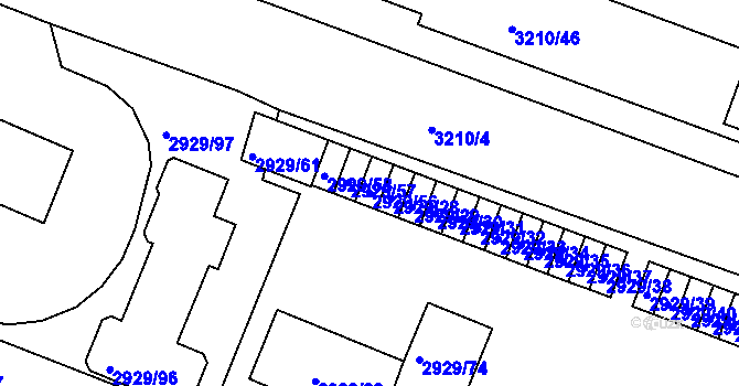 Parcela st. 2929/56 v KÚ Boskovice, Katastrální mapa