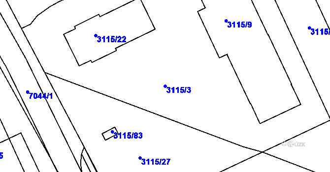 Parcela st. 3115/3 v KÚ Boskovice, Katastrální mapa