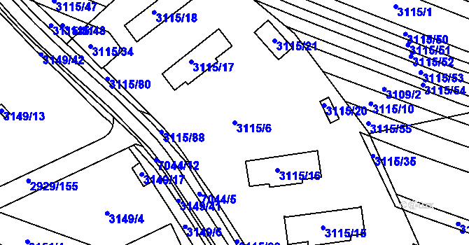 Parcela st. 3115/6 v KÚ Boskovice, Katastrální mapa