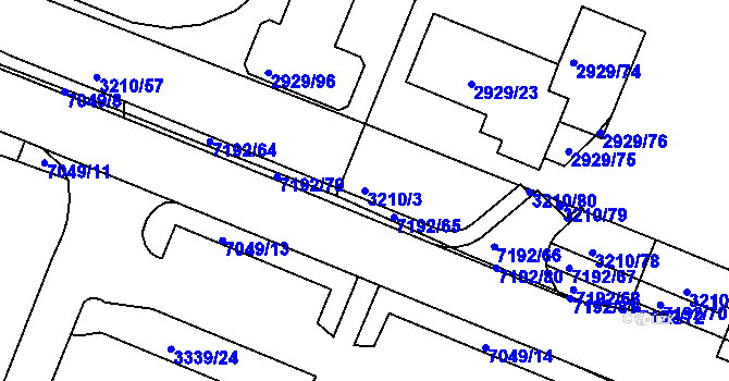 Parcela st. 3210/3 v KÚ Boskovice, Katastrální mapa