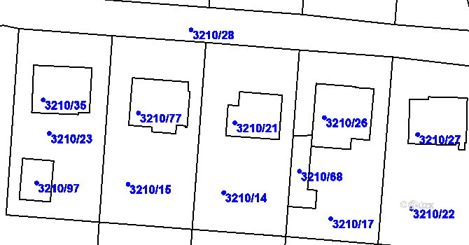 Parcela st. 3210/21 v KÚ Boskovice, Katastrální mapa