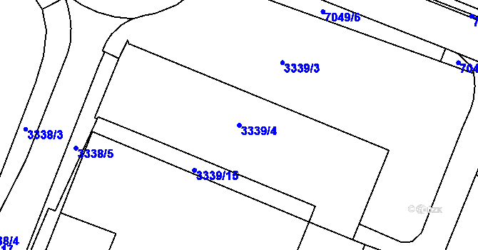 Parcela st. 3339/4 v KÚ Boskovice, Katastrální mapa