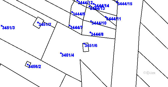 Parcela st. 3451/6 v KÚ Boskovice, Katastrální mapa
