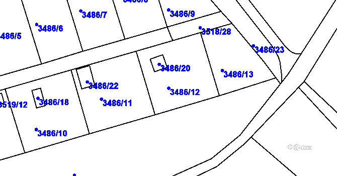 Parcela st. 3486/12 v KÚ Boskovice, Katastrální mapa