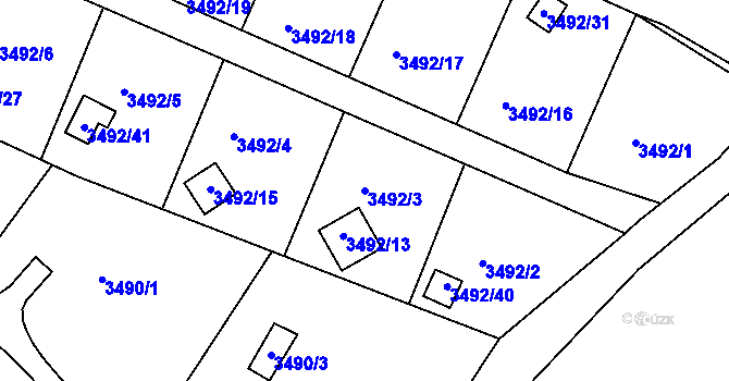 Parcela st. 3492/3 v KÚ Boskovice, Katastrální mapa