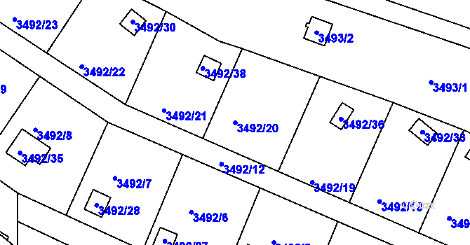 Parcela st. 3492/20 v KÚ Boskovice, Katastrální mapa