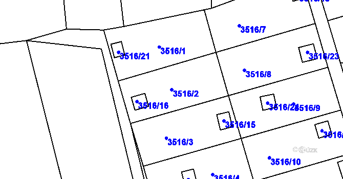 Parcela st. 3516/2 v KÚ Boskovice, Katastrální mapa