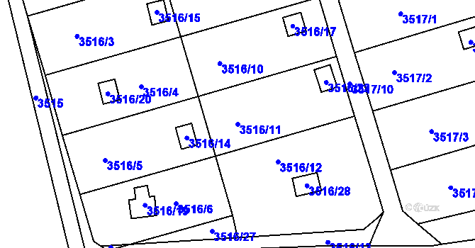 Parcela st. 3516/11 v KÚ Boskovice, Katastrální mapa