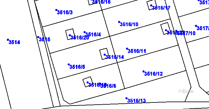 Parcela st. 3516/14 v KÚ Boskovice, Katastrální mapa
