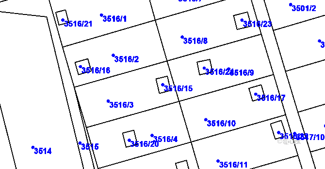Parcela st. 3516/15 v KÚ Boskovice, Katastrální mapa