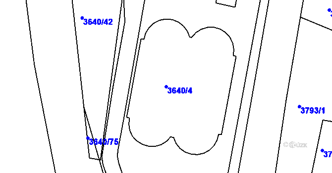 Parcela st. 3640/4 v KÚ Boskovice, Katastrální mapa