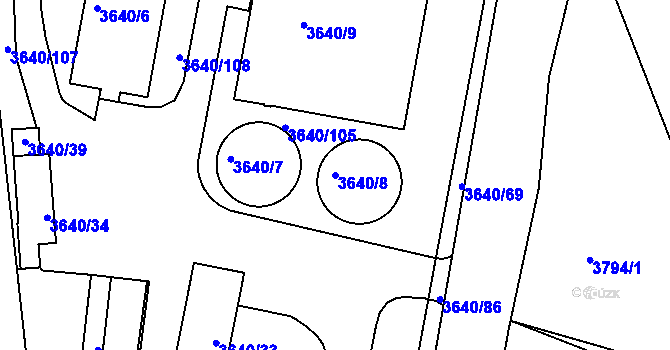 Parcela st. 3640/8 v KÚ Boskovice, Katastrální mapa