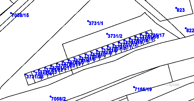 Parcela st. 3731/8 v KÚ Boskovice, Katastrální mapa
