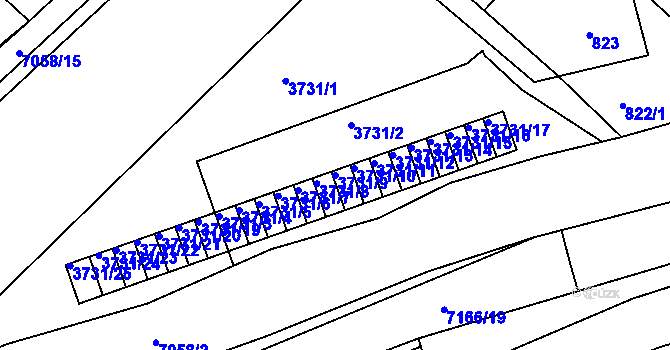 Parcela st. 3731/9 v KÚ Boskovice, Katastrální mapa