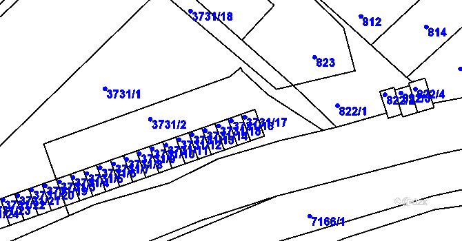 Parcela st. 3731/16 v KÚ Boskovice, Katastrální mapa