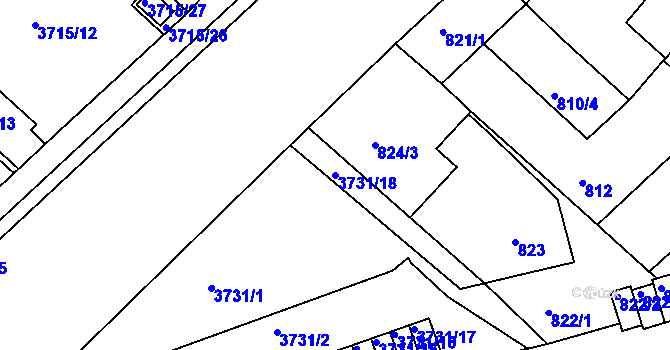 Parcela st. 3731/18 v KÚ Boskovice, Katastrální mapa