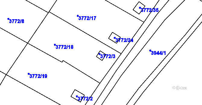 Parcela st. 3772/3 v KÚ Boskovice, Katastrální mapa