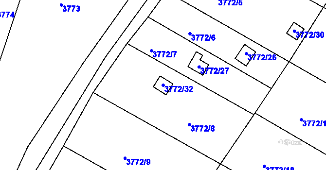 Parcela st. 3772/32 v KÚ Boskovice, Katastrální mapa
