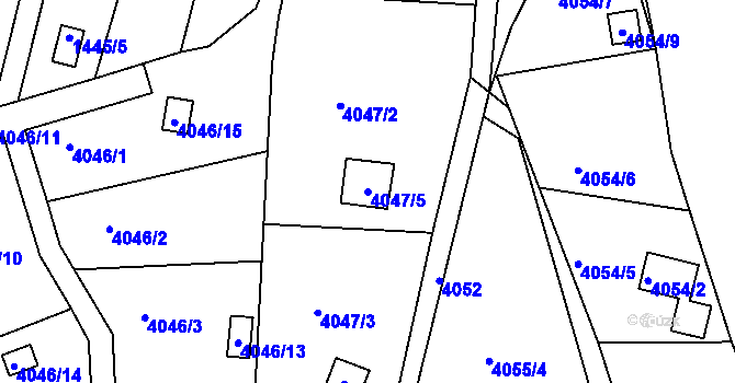 Parcela st. 4047/5 v KÚ Boskovice, Katastrální mapa
