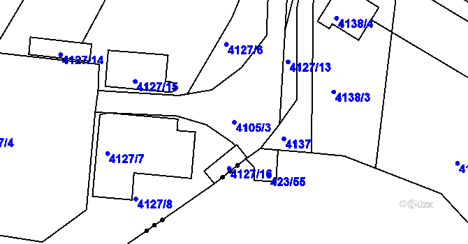 Parcela st. 4105/3 v KÚ Boskovice, Katastrální mapa