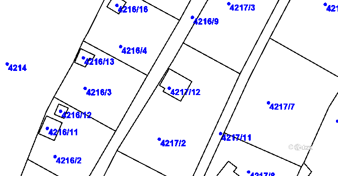 Parcela st. 4217/12 v KÚ Boskovice, Katastrální mapa