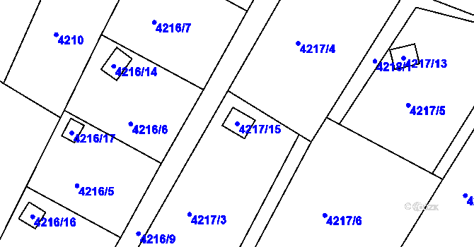 Parcela st. 4217/15 v KÚ Boskovice, Katastrální mapa