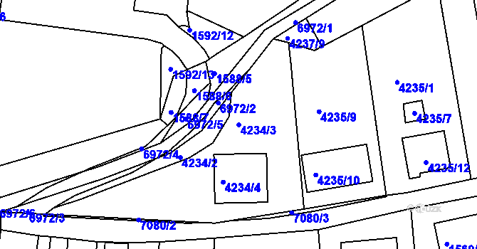 Parcela st. 4234/3 v KÚ Boskovice, Katastrální mapa
