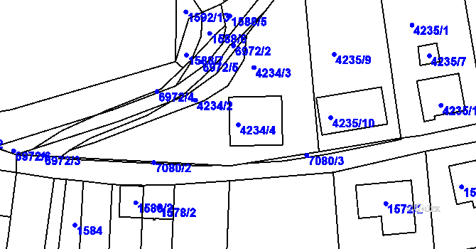 Parcela st. 4234/4 v KÚ Boskovice, Katastrální mapa