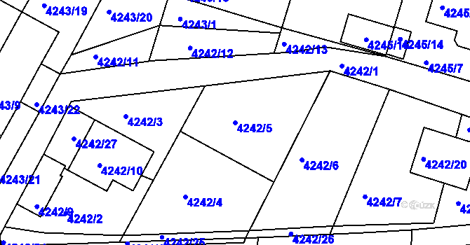 Parcela st. 4242/5 v KÚ Boskovice, Katastrální mapa