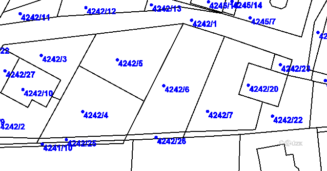 Parcela st. 4242/6 v KÚ Boskovice, Katastrální mapa