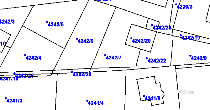 Parcela st. 4242/7 v KÚ Boskovice, Katastrální mapa
