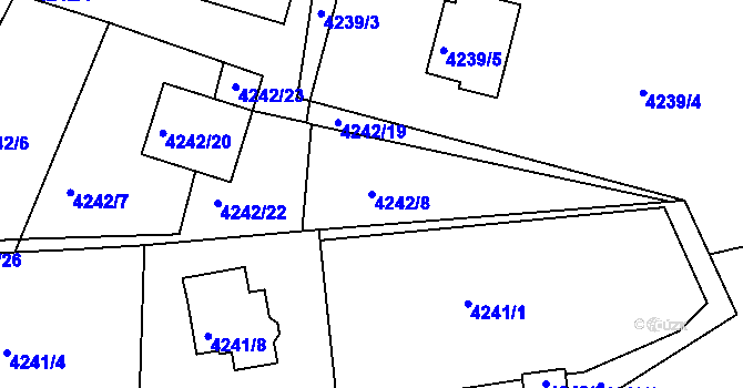 Parcela st. 4242/8 v KÚ Boskovice, Katastrální mapa
