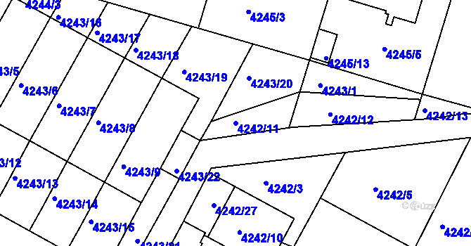 Parcela st. 4242/11 v KÚ Boskovice, Katastrální mapa