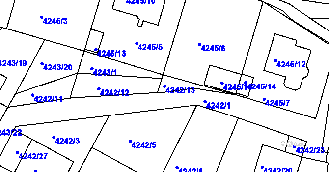 Parcela st. 4242/13 v KÚ Boskovice, Katastrální mapa