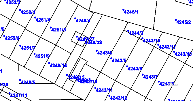 Parcela st. 4243/4 v KÚ Boskovice, Katastrální mapa