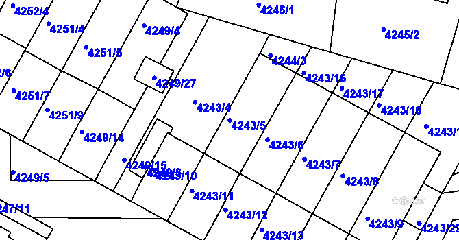Parcela st. 4243/5 v KÚ Boskovice, Katastrální mapa