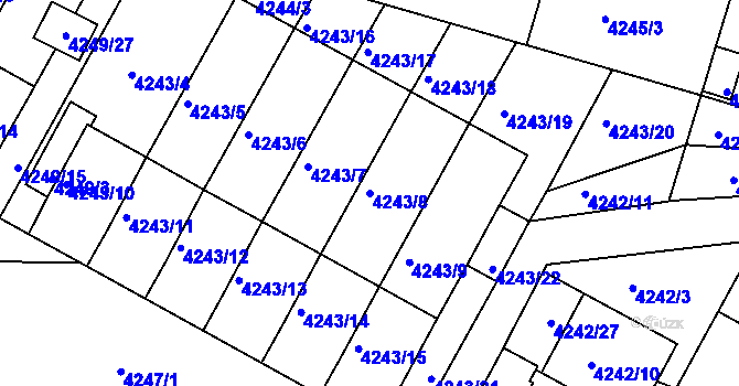 Parcela st. 4243/8 v KÚ Boskovice, Katastrální mapa