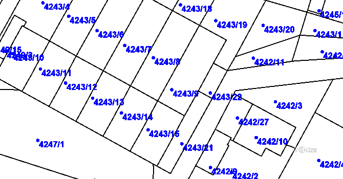 Parcela st. 4243/9 v KÚ Boskovice, Katastrální mapa